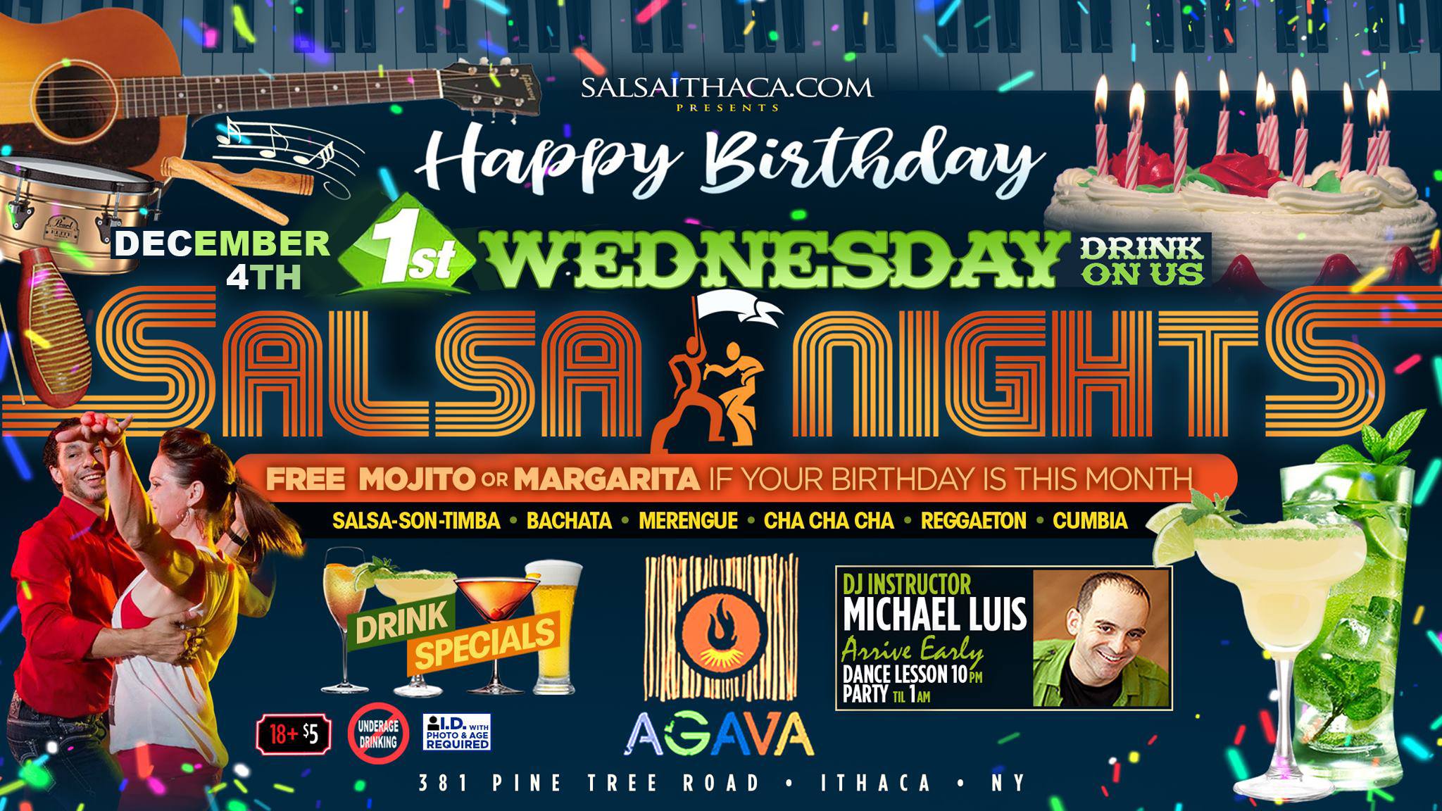SALSA NIGHT AGAVA December B-Day Celebration w. DJ Michael Luis
