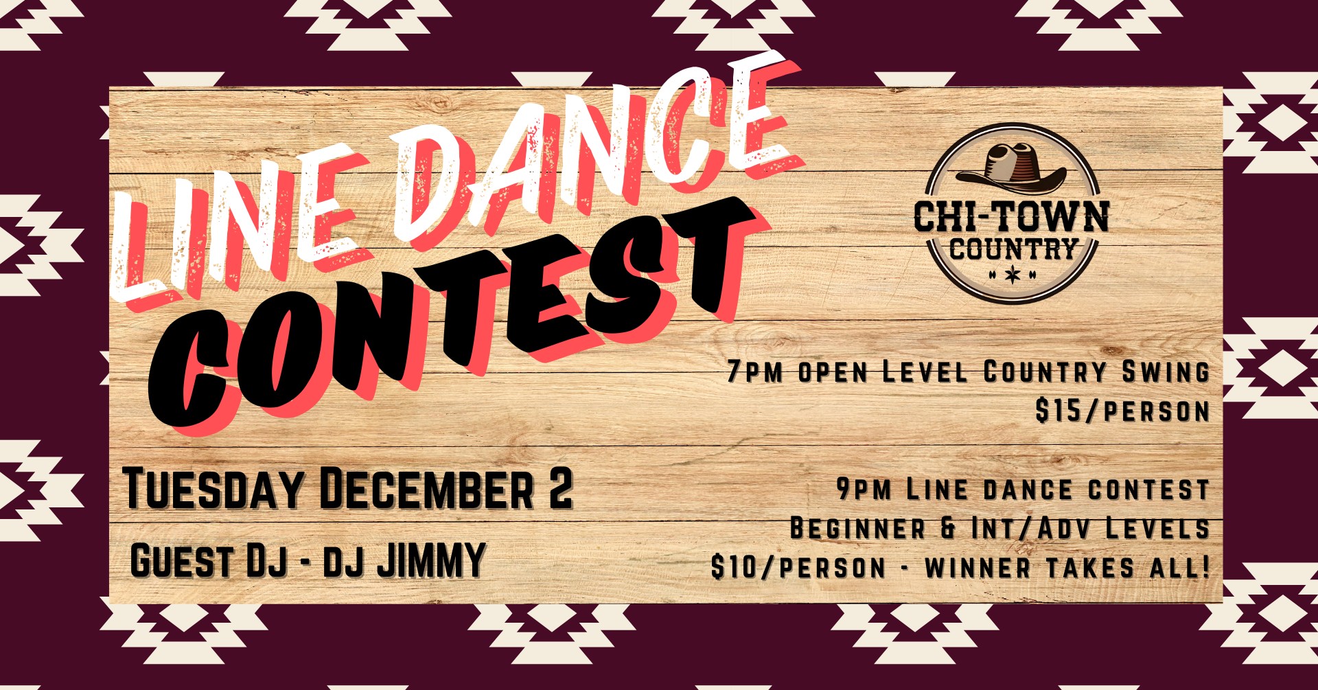 LINE DANCE CONTEST! CASH PRIZES! + Guest DJ - DJ Jimmy