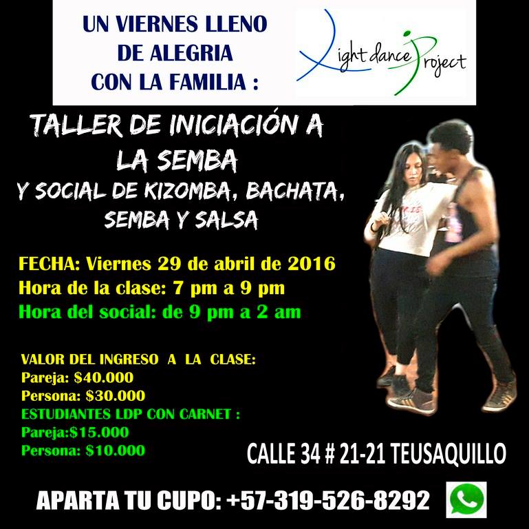 Taller de iniciacion a la SEMBA & Social SBK (Salsa-Bachata-Kizomba)