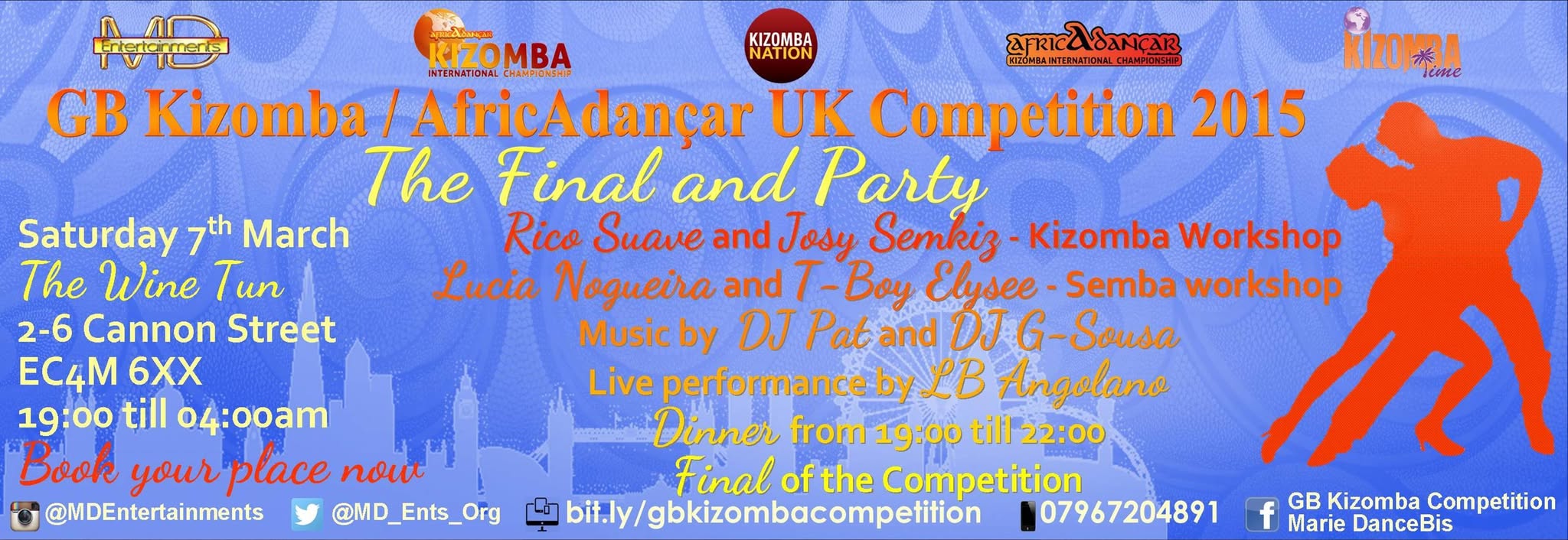 BRISTOL SOUTH WEST Kizombeiros go to the Final of the GB Kizomba Africadancar UK Competition - 7th March, London - 3 days to go!