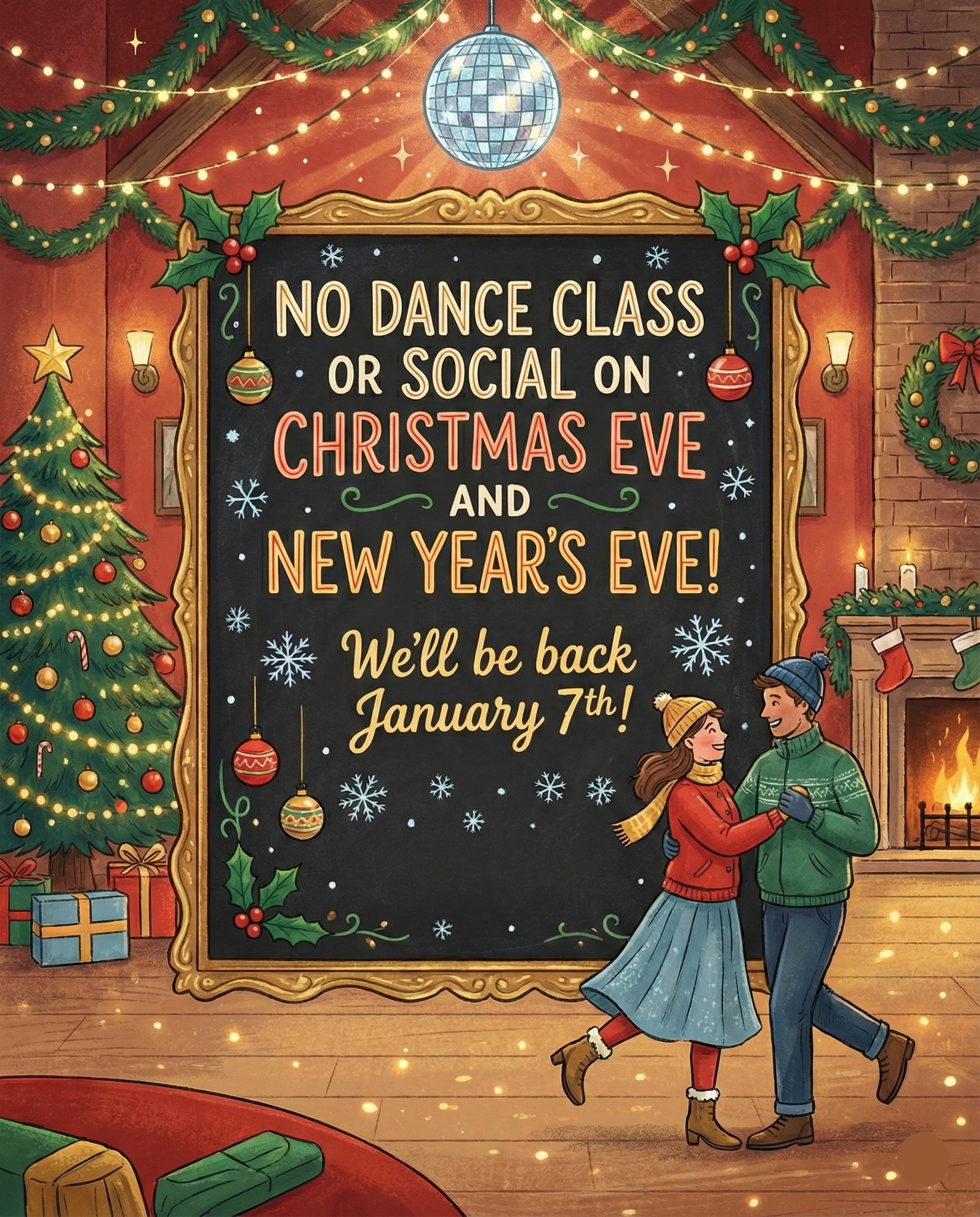 No Class on Christmas Eve and New Year's Eve! Holiday Break!