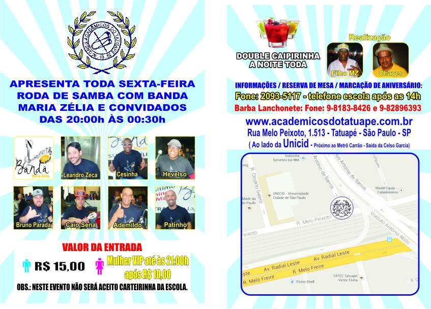 BANDA MZ SEXTA NA RODA DE SAMBA DO ACADEMICOS DO TATUAPÉ