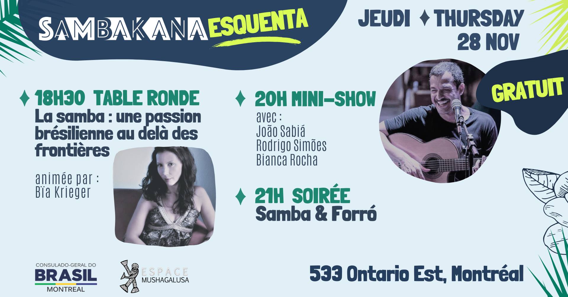 Sambakana 2019 Esquenta: Table Ronde Mini-Show Soirée