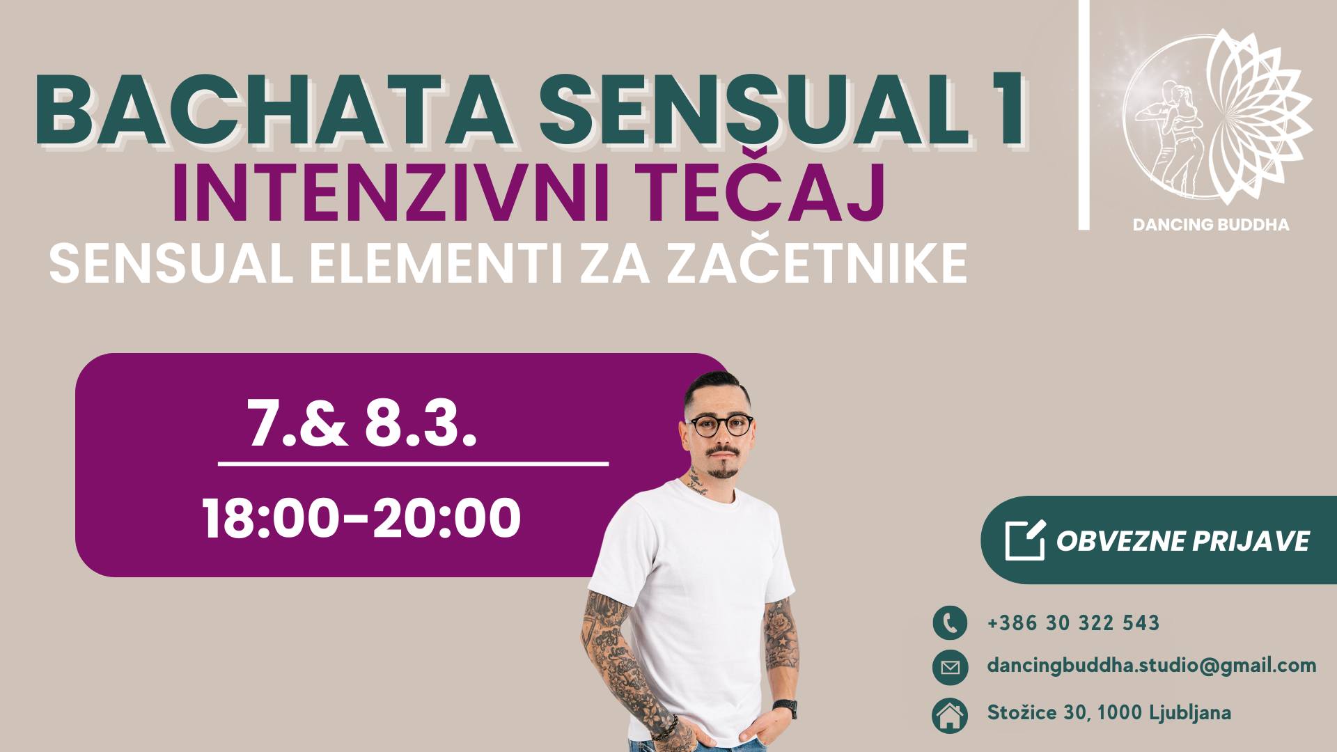 BACHATA SENSUAL INTENZIVNI TEČAJ-SENSUAL ELEMENTI ZA ZAČETNIKE