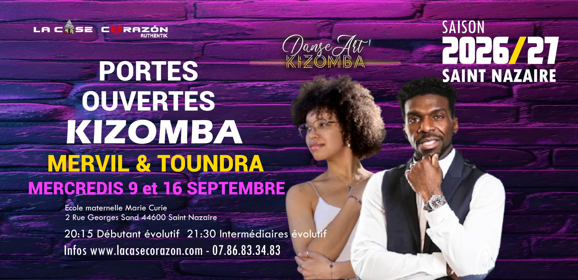 Portes Ouvertes Cours de KIZOMBA 〰️ Saison 26 27 avec MERVIL & TOUNDRA