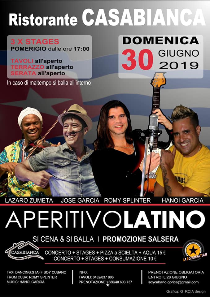 AperitivoLATINO•GiardinoEstivo•CasaBianca•Domenica 30.6•