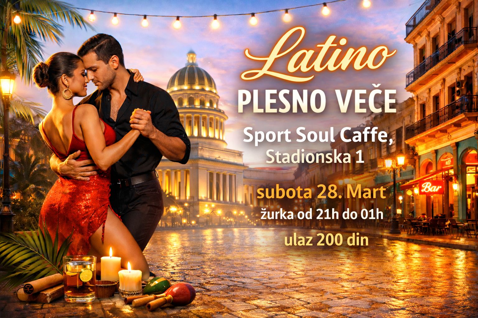 Latino plesno veče! Sport Soul caffe.