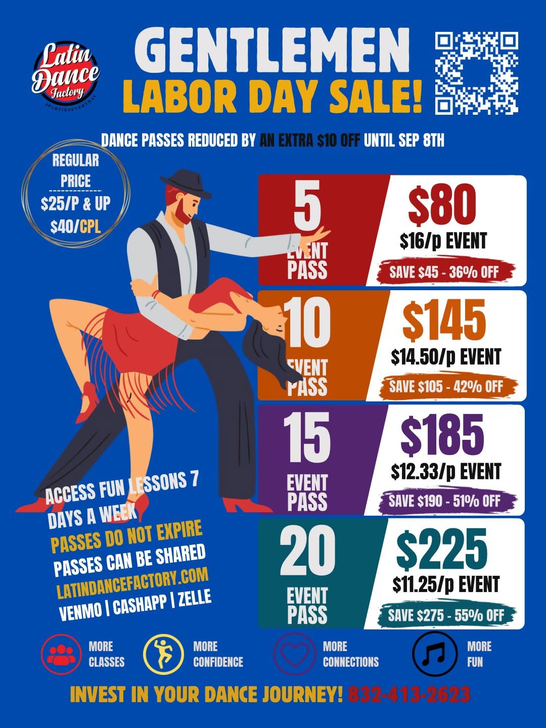 57% OFF! Labor Day Dance Sale. Learn Salsa Bachata Cumbia in Houston