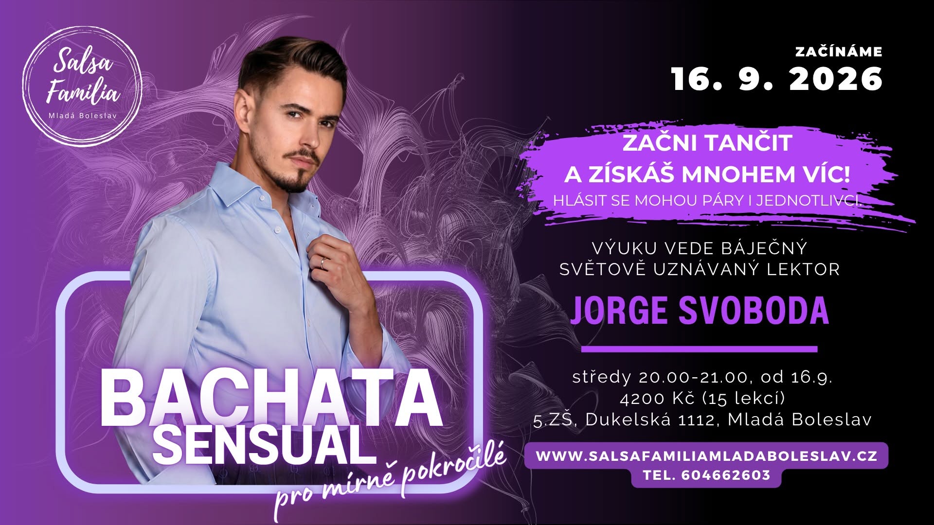 Párová bachata sensual s Jorgem pro mírně pokročilé