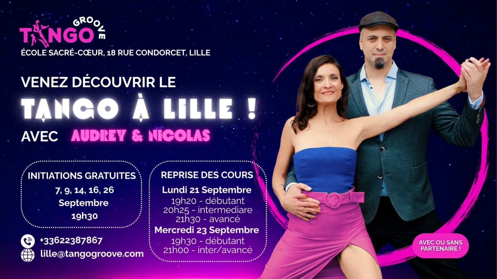 Lille - Initiations Tango Gratuites & Apéro Tango - Septembre 2026
