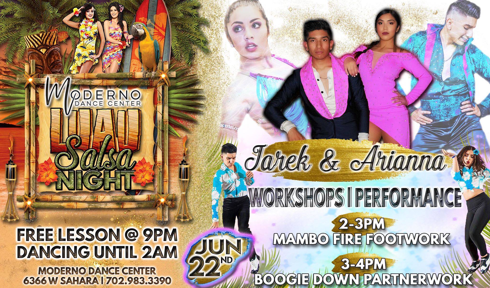 Moderno MAMBO workshops and Salsa LUAU Night!
