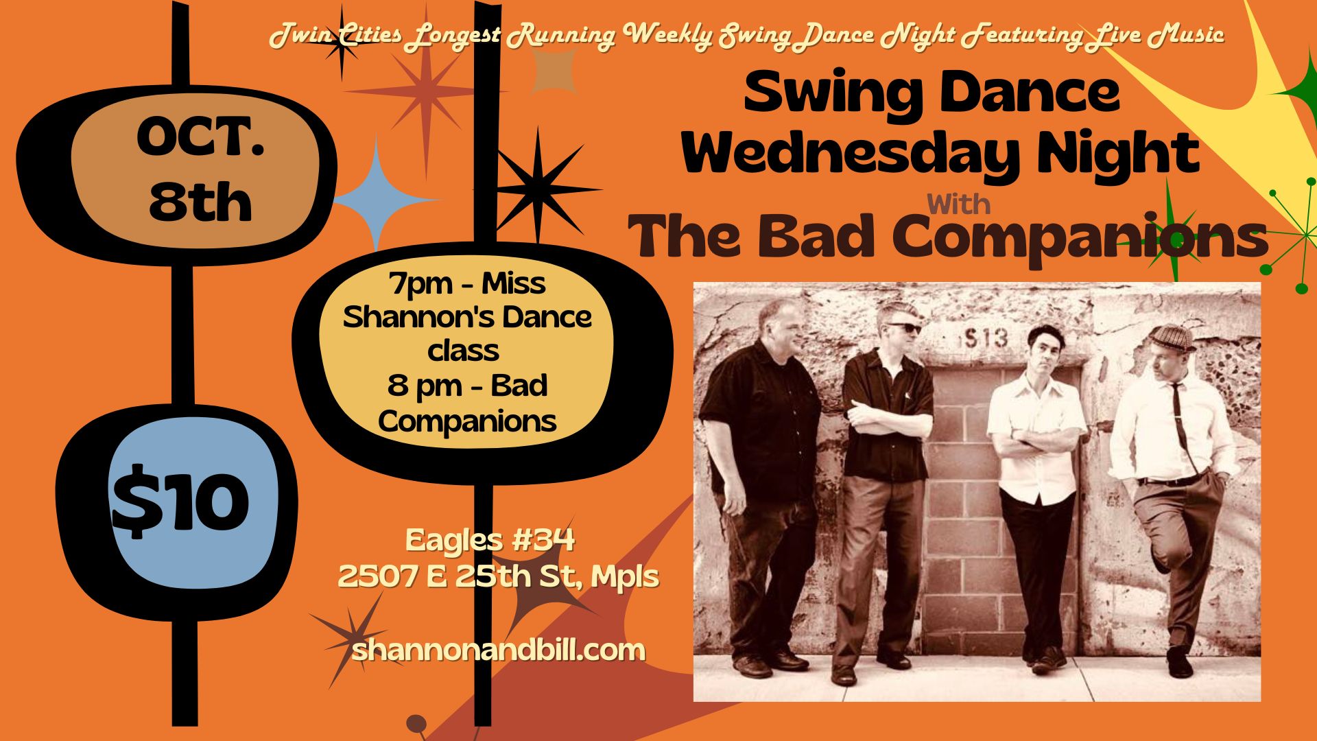 The Bad Companions at Swing Dance Wednesday Night 10 8