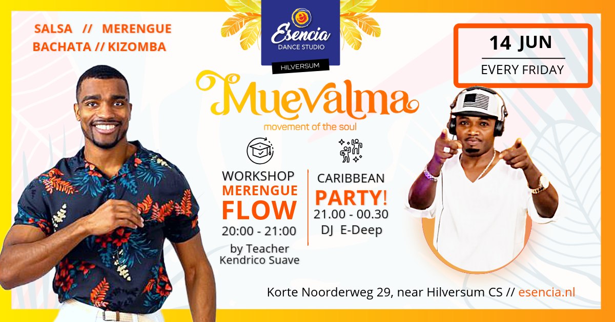 π MUEVALMA Caribbean Party π§ DJ E-Deep π₯ Workshop Merengue Flow π₯³