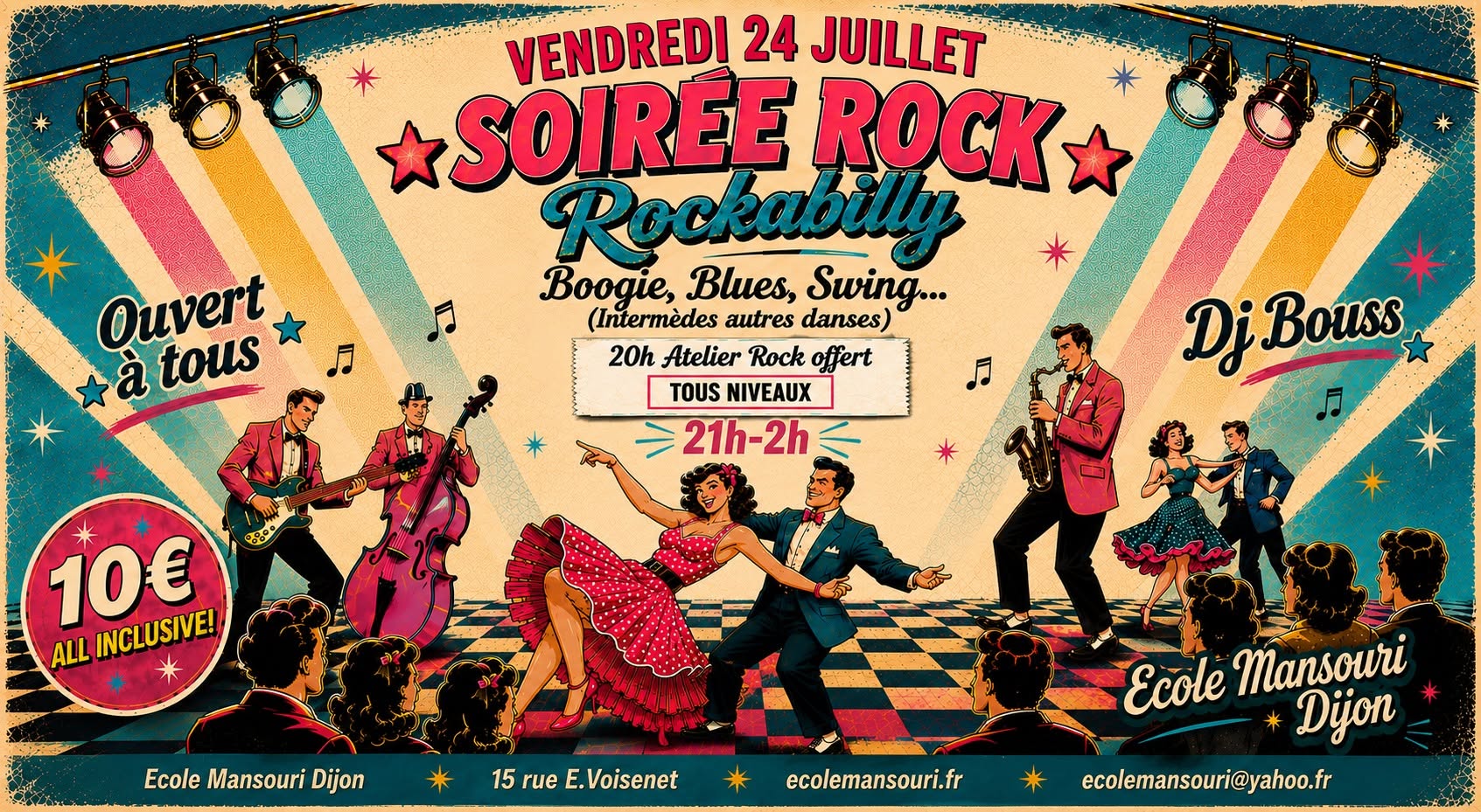 Soirée exceptionnelle "ROCK de l'été" (intermèdes autres), 20h atelier Rock tous niveaux offert !