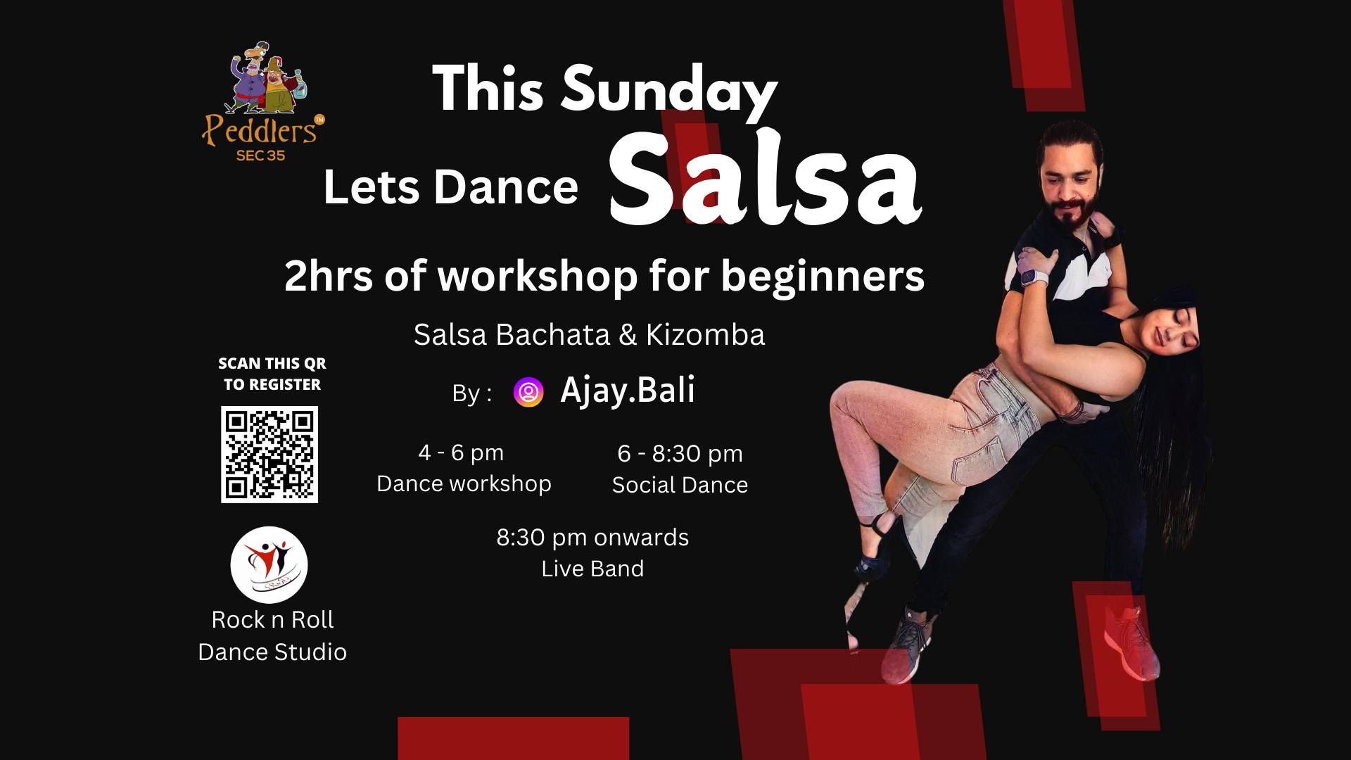 2 hrs of Salsa Bachata Kizomba Workshop at Pedllers 35 Chandigarh.