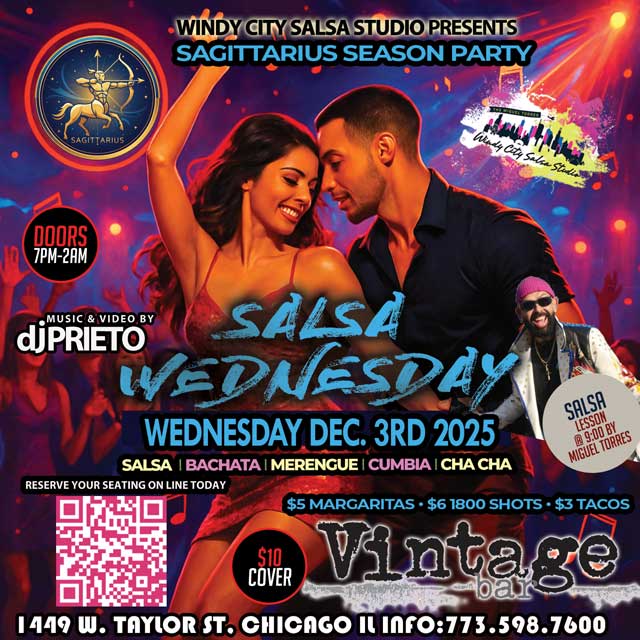 Sagittarius Season Salsa Wednesday @ Vintage Bar!