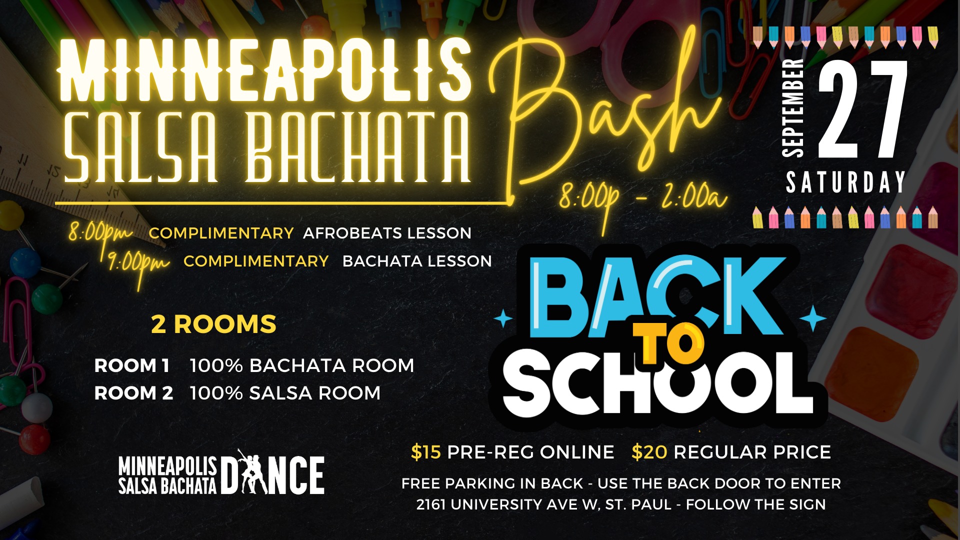 MINNEAPOLIS SALSA BACHATA BASH BACK TO SCHOOL NIGHT