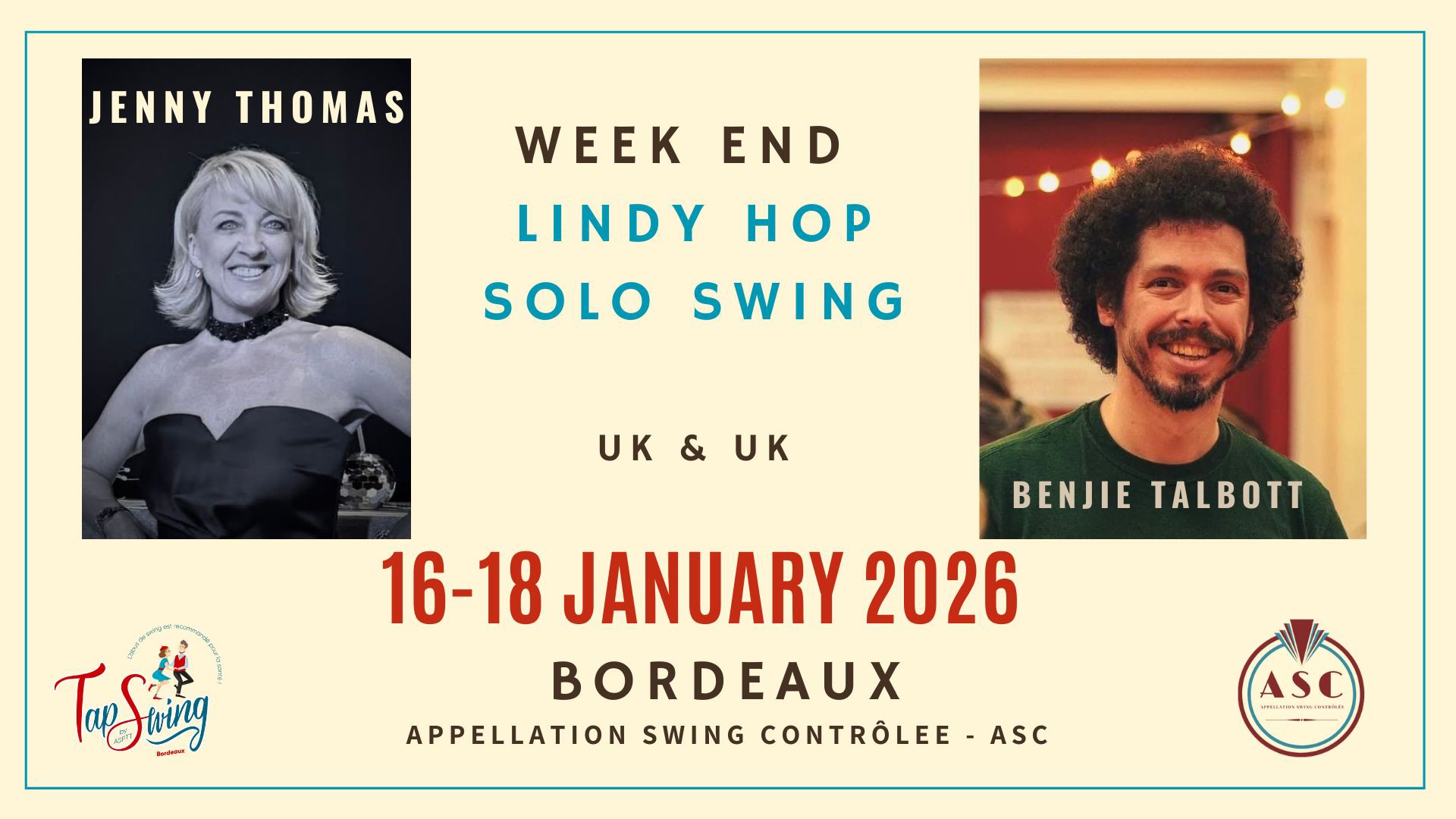 Festival ASC - LINDY HOP & SOLO SWING - JENNY THOMAS & BENJIE TALBOTT (UK) - Swing dance - Bordeaux