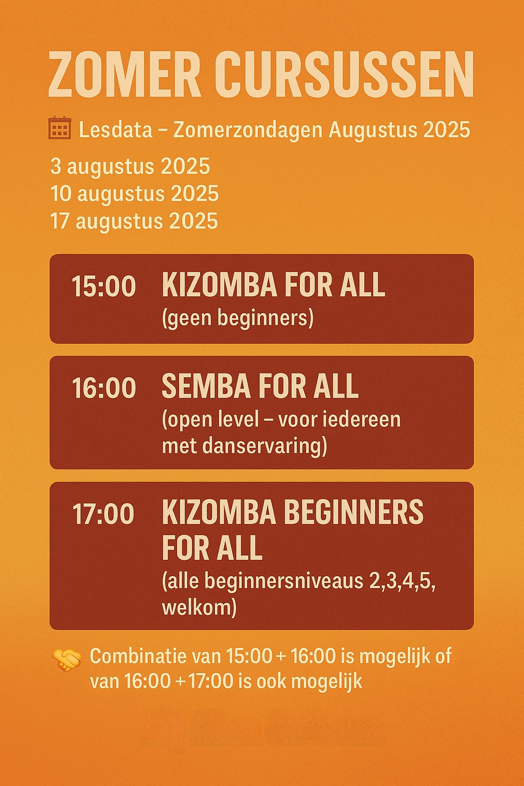 π Zomercursus Kizomba & Semba 03 Augustus Zondagmiddag π