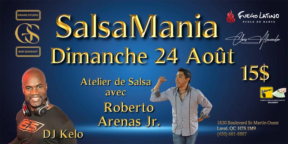 Danse Latine - Laval - SalsaMania - Dimanche 24 Août 2025