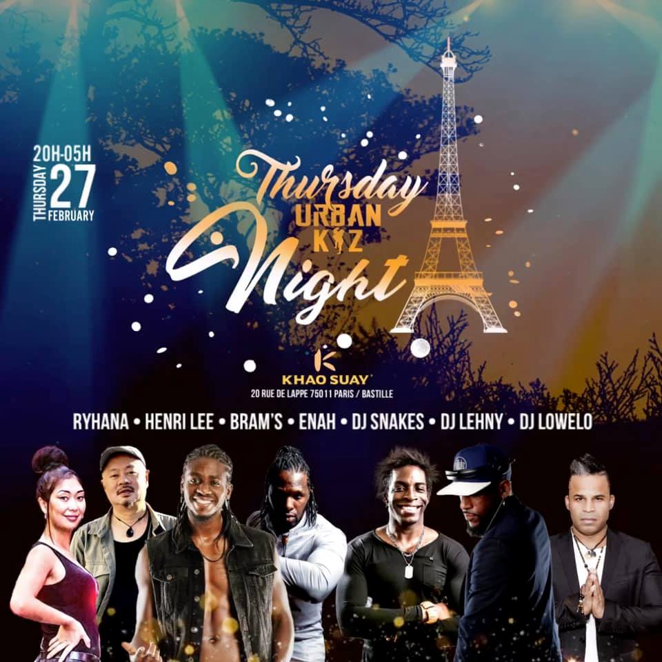 Jeudi Thursday URBANKIZ Night 20H-5H