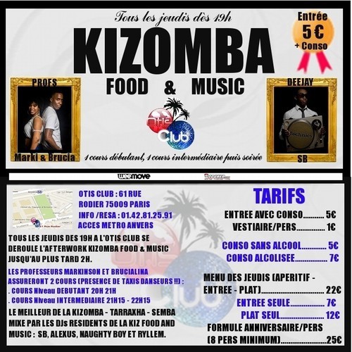 KIZOMBA FOOD & MUSIC "LA RENTREE" JEUDI 11 SEPTEMBRE