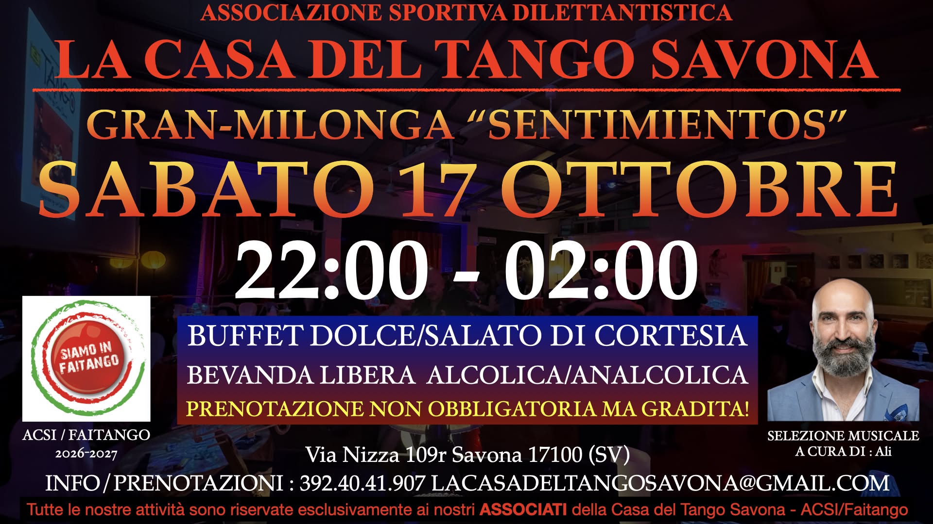 Milonga "Sentimientos" alla Casa del Tango Savona ASD-TDJ Ali!