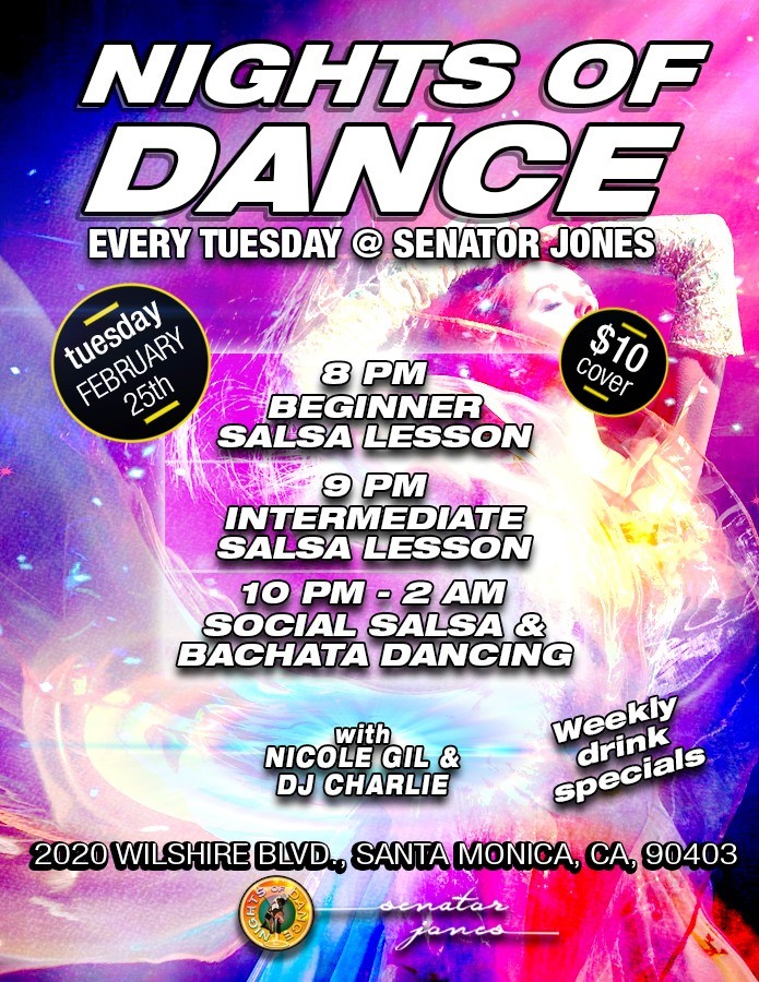 Salsa & Bachata at Sen Jones by Nights of Dance February 25th!