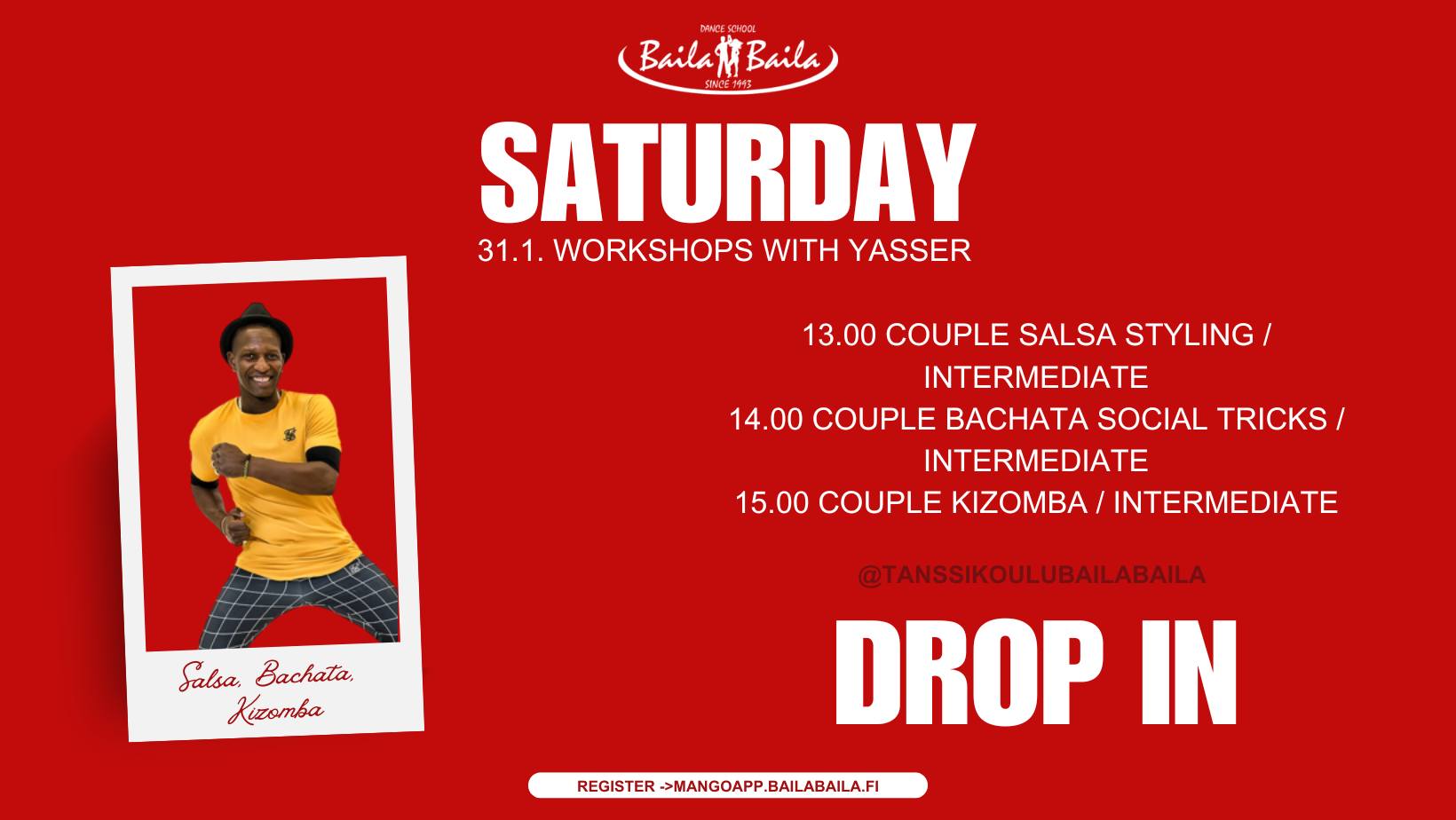 Saturday workshops with Yasser - 31.1.