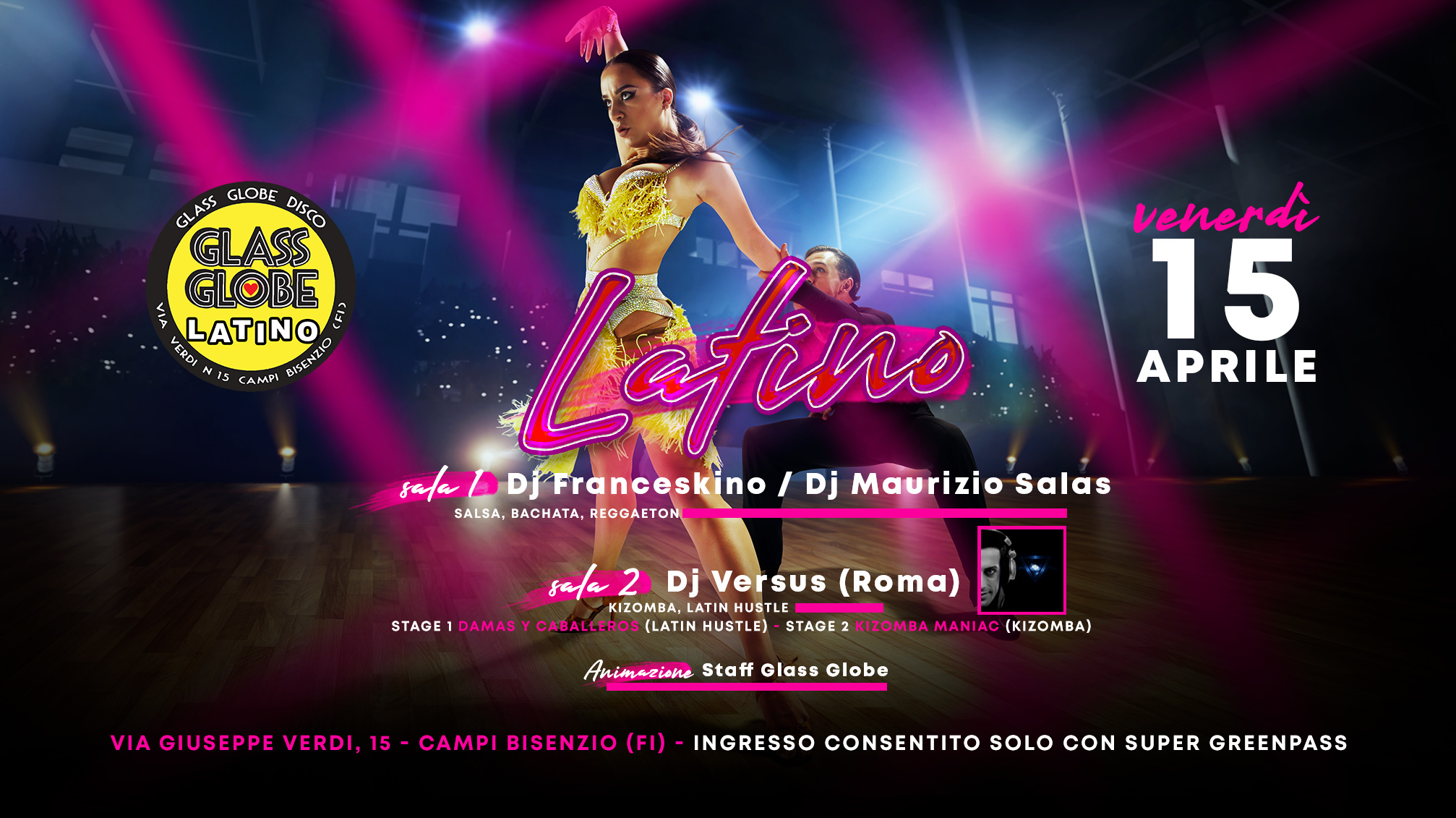 Venerdì Glass Globe Latino 100% Kizomba in sala 2 con Versus