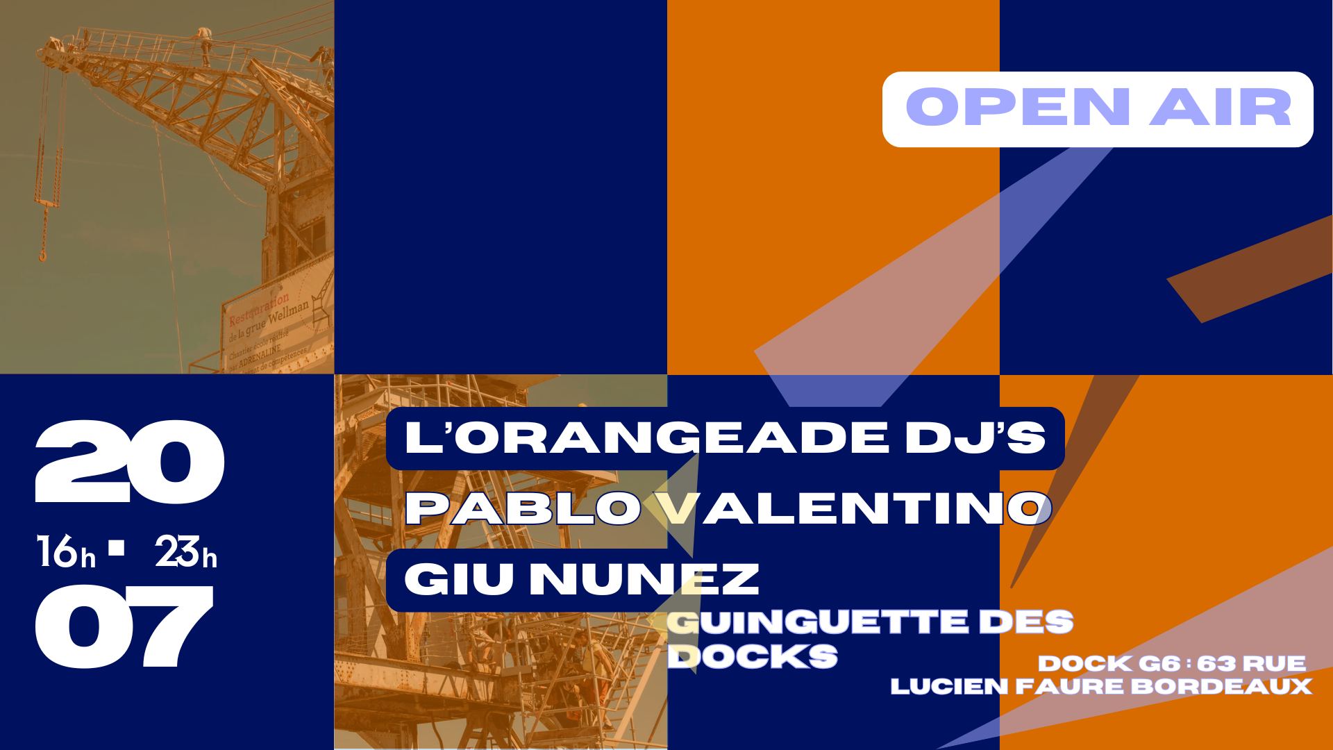 L'Orangeade dj's X Pablo Valentino B2B Giu Nunez at La Guinguette des docks
