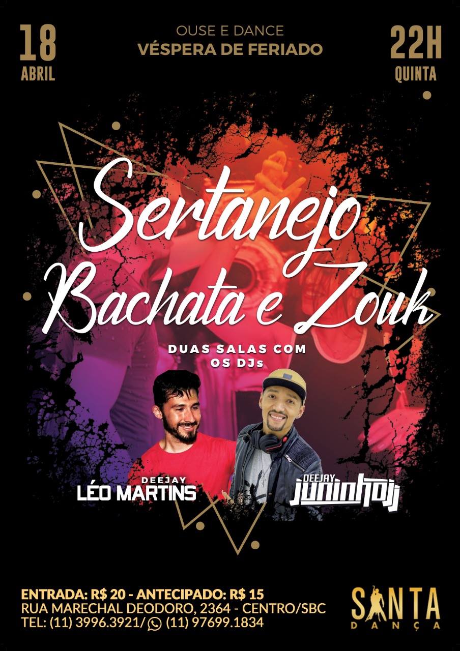 Baile - Sertanejo + Bachata e Zouk - Véspera de Feriado