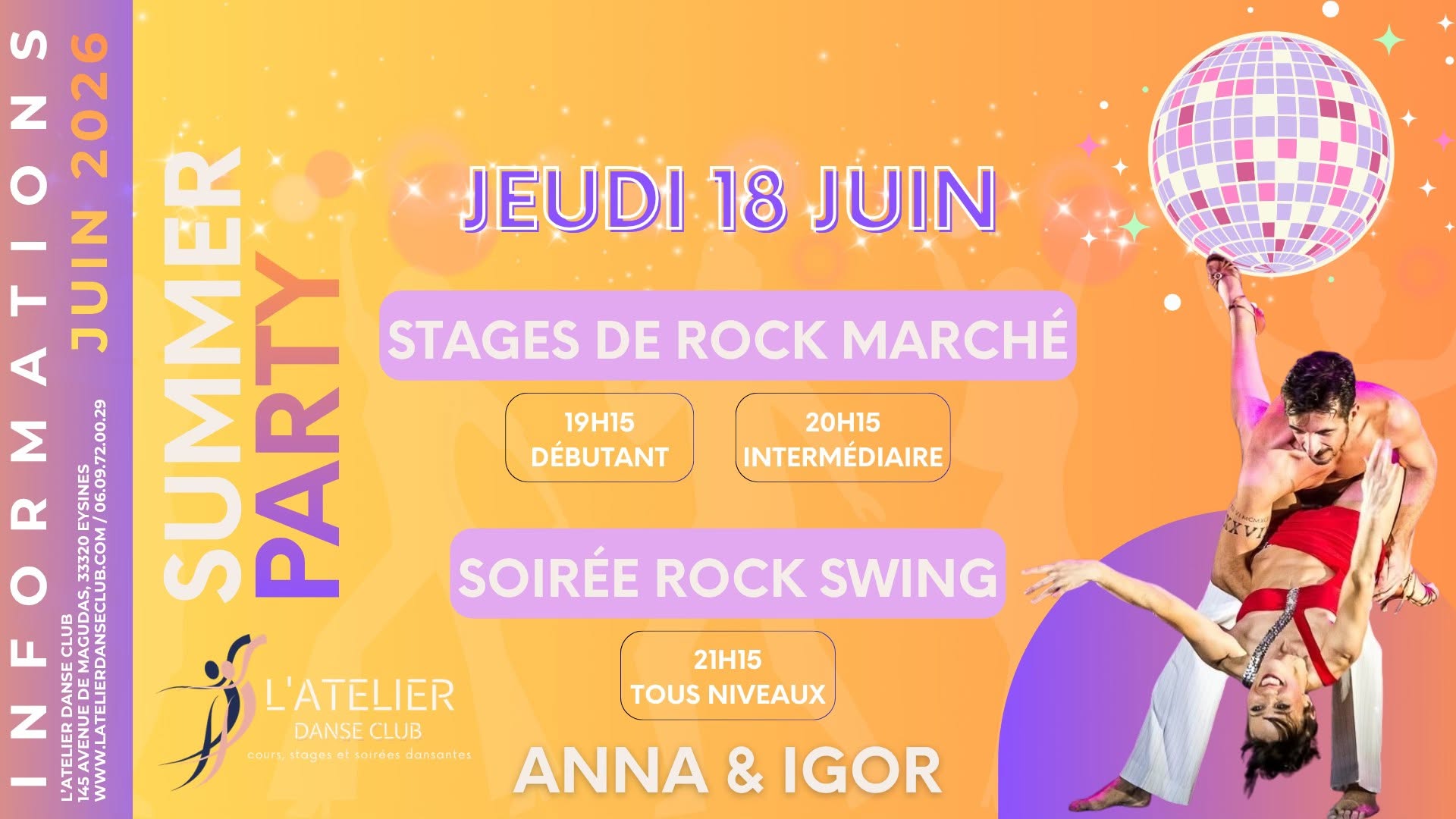 STAGES DE ROCK MARCHÉ & SOIRÉE ROCK SWING - SUMMER PARTY 🌸