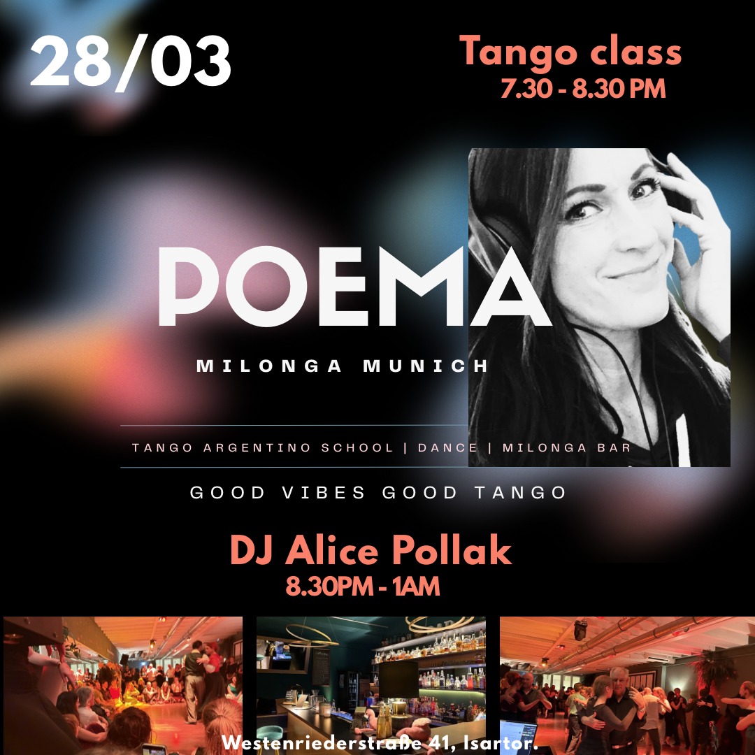 POEMA milonga DJ Alice Pollak and Practiclass !!