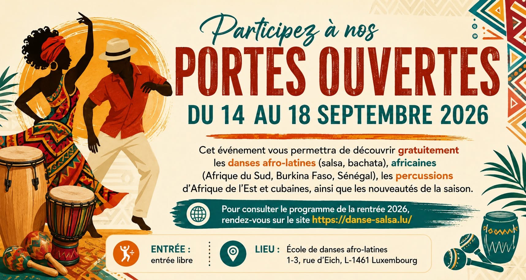 Portes ouvertes du 14 au 18 septembre 2026