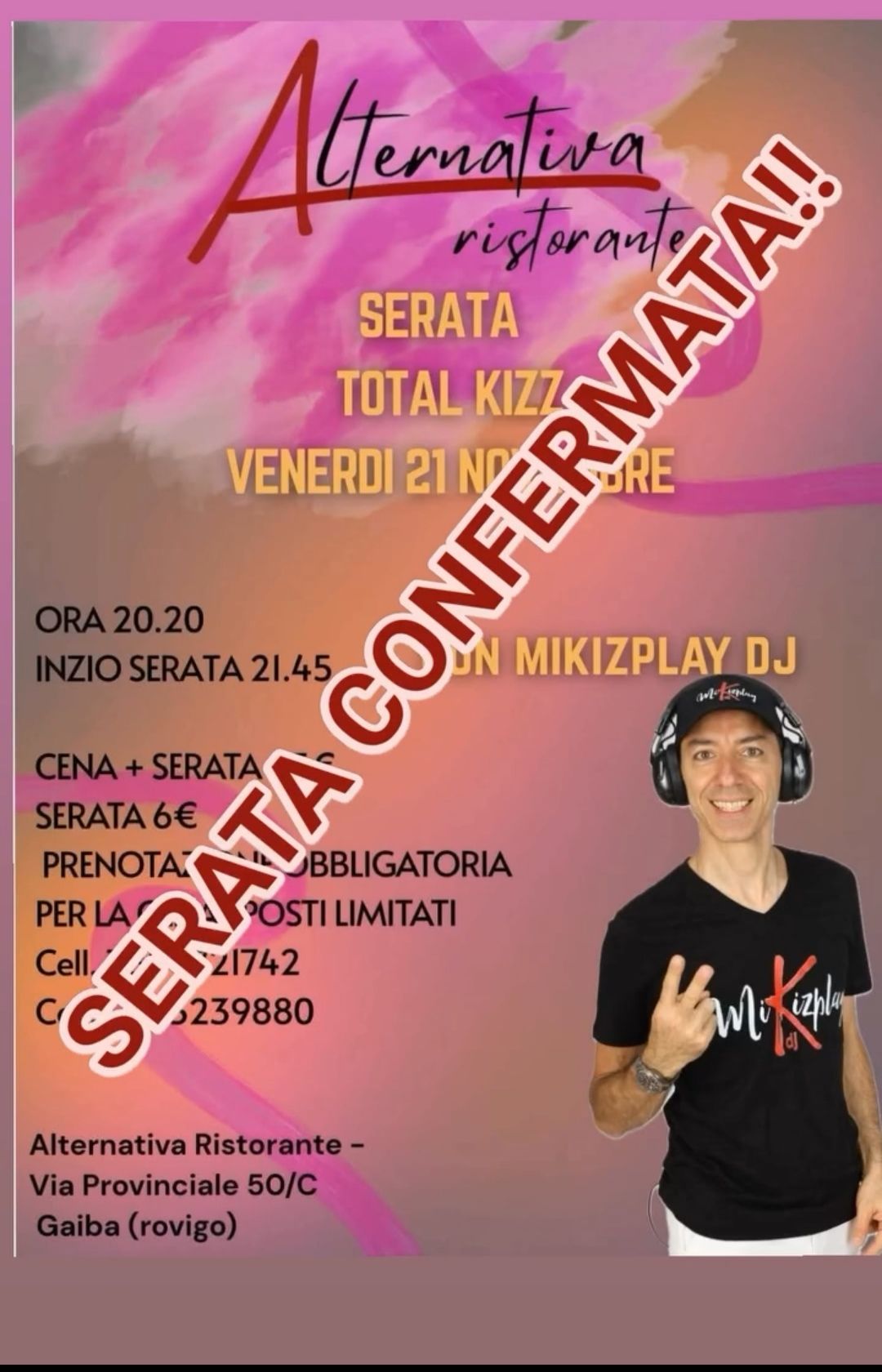 Serata Total Kizz venerdì 21 novembre 2025