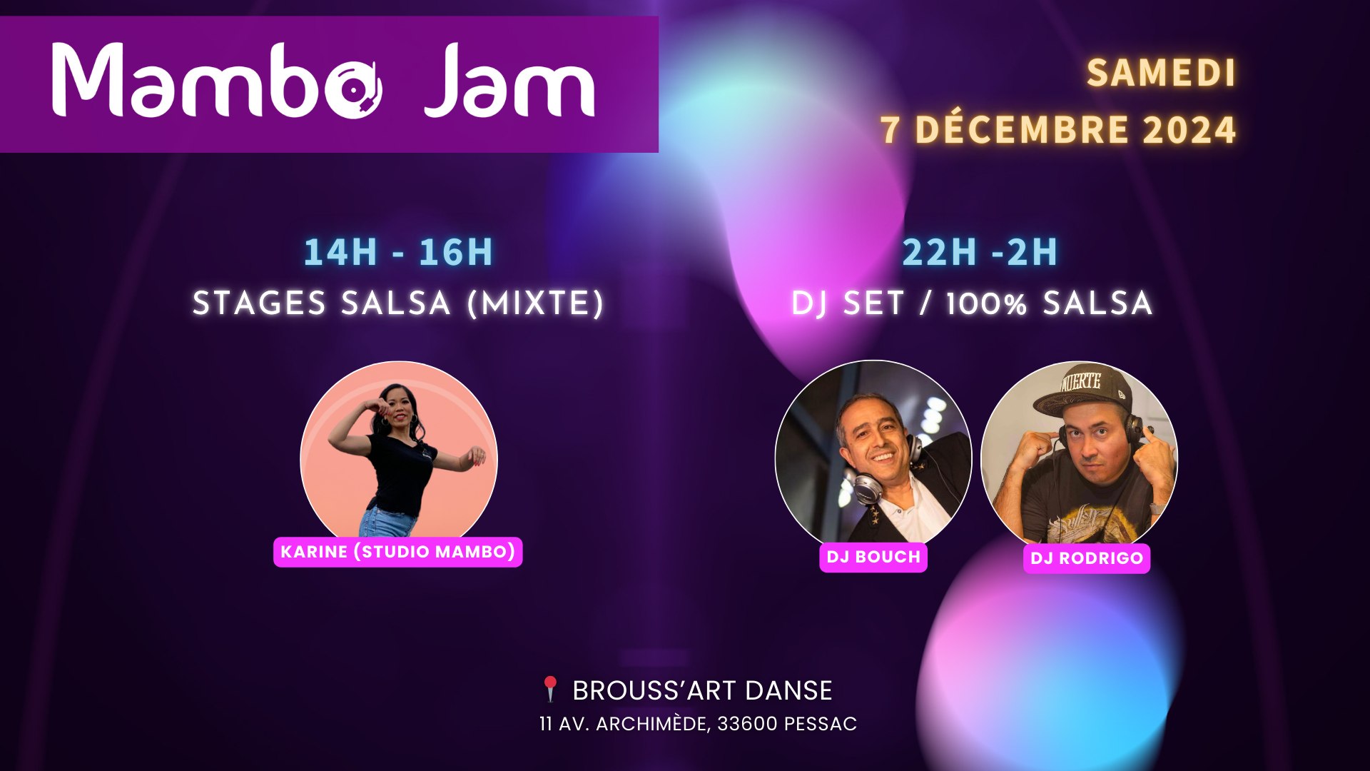 Mambo Jam (Décembre) 2h de stages salsa mixte solo + Soirée 100% Salsa