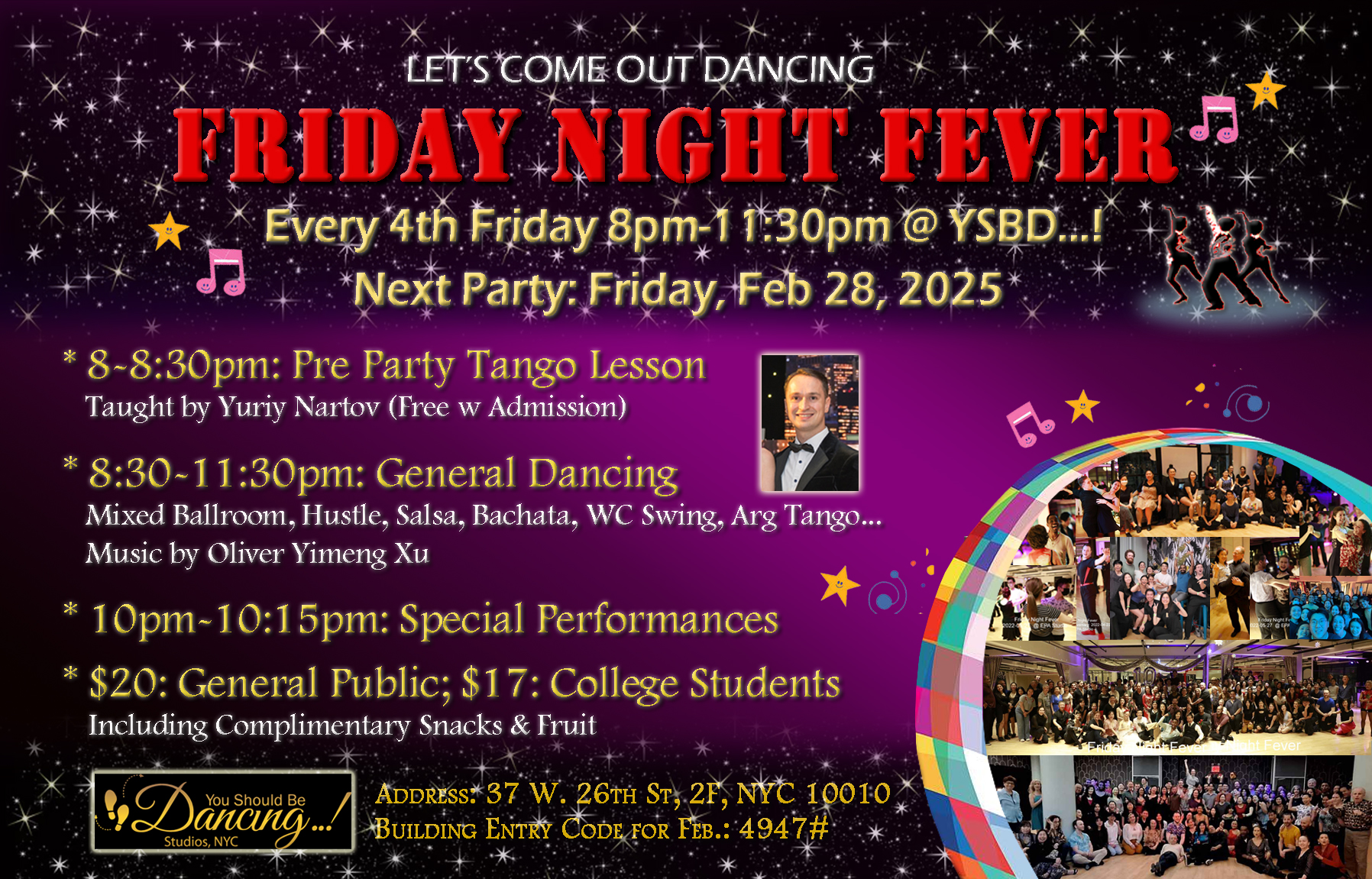 Feb 28 Friday Night Fever Mixed Ballroom Party @ You Should Be Dancing...! Dance Center