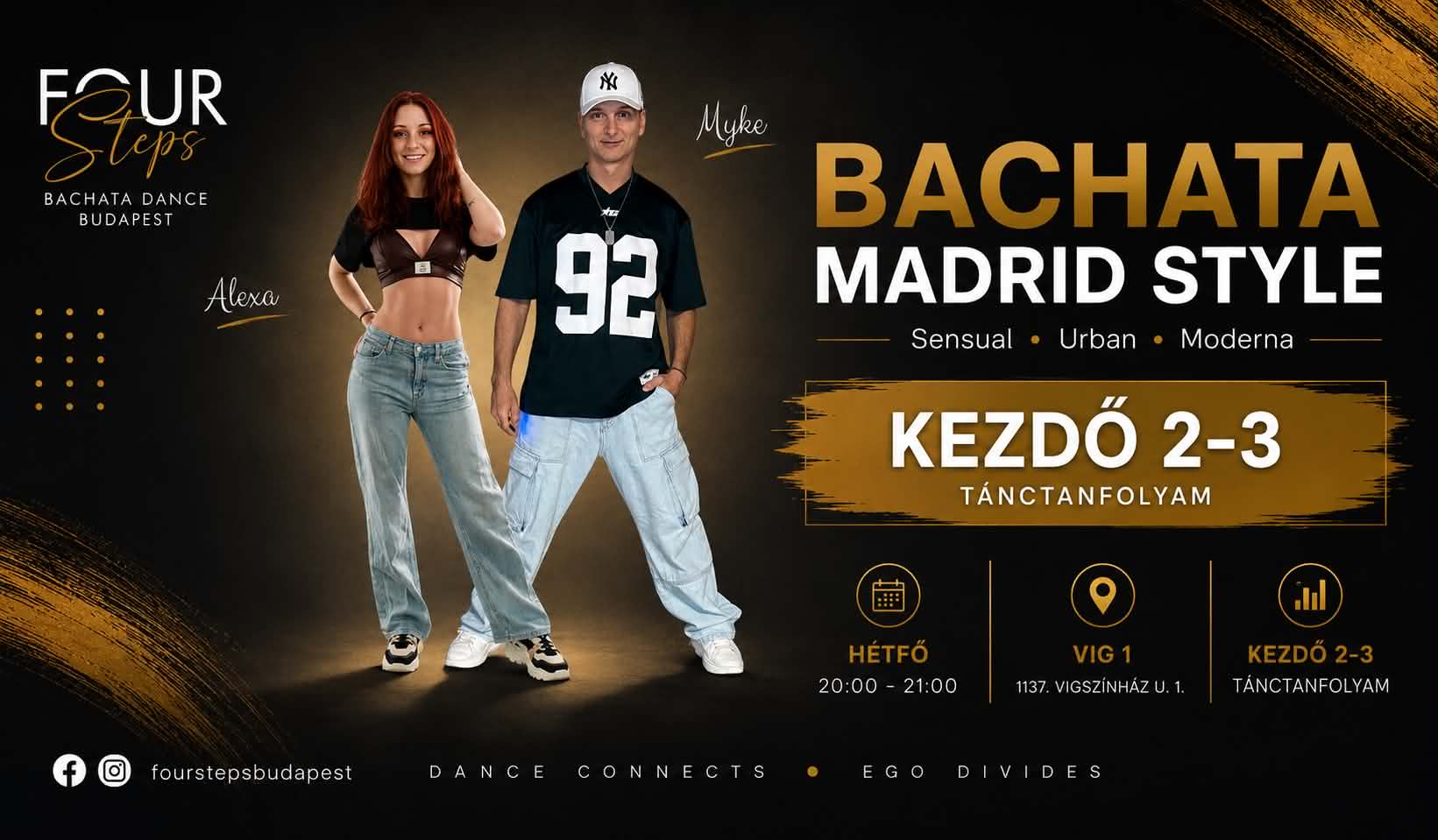 BACHATA KEZDŐ 2-3 TÁNCTANFOLYAM, MINDEN HÉTFŐN 20:00-21:00