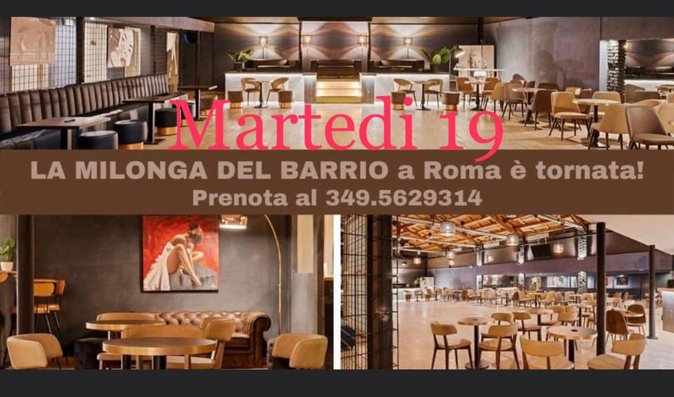 Martedi 19 lezione al Barrio con Laura Grandi e Antonio Lalli e milonga