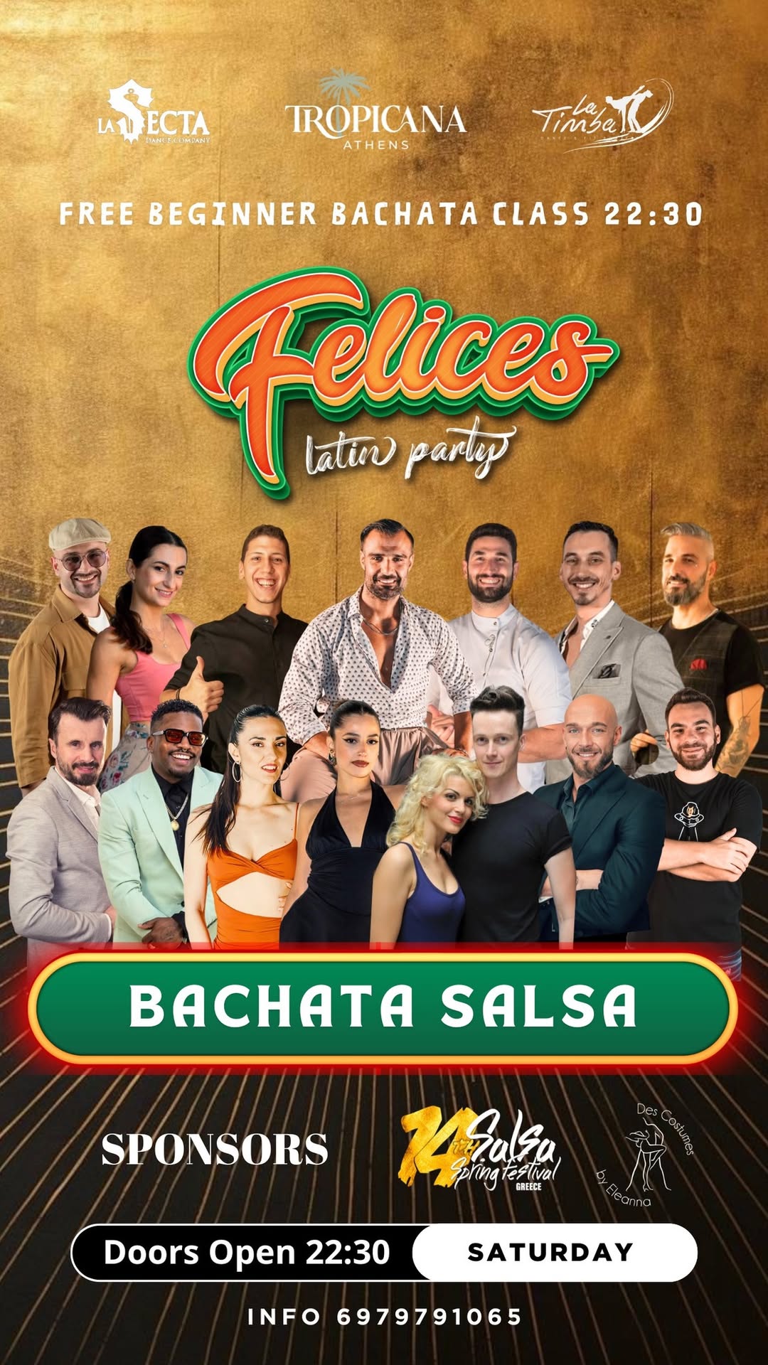 BACHATA SALSA PARTY 22 February FELICES On Saturday At TROPICANA Athens