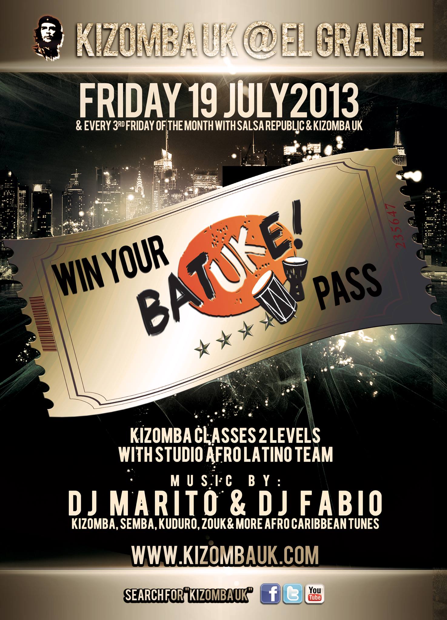 Kizomba UK @ 'El Grande' - Fri 19 July - What would you do to win a BATUKE! pass + SPECIAL GUEST DJ BABACAR