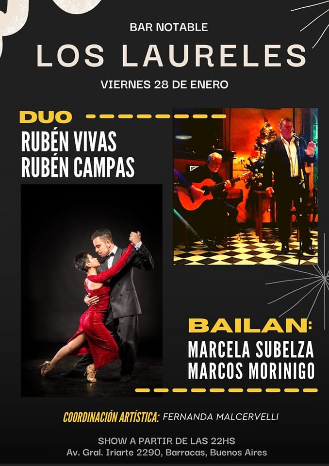 VIERNES BAR NOTABLE LOS LAURELES. SHOWS INTEGRAL MÚSICA Y DANZA