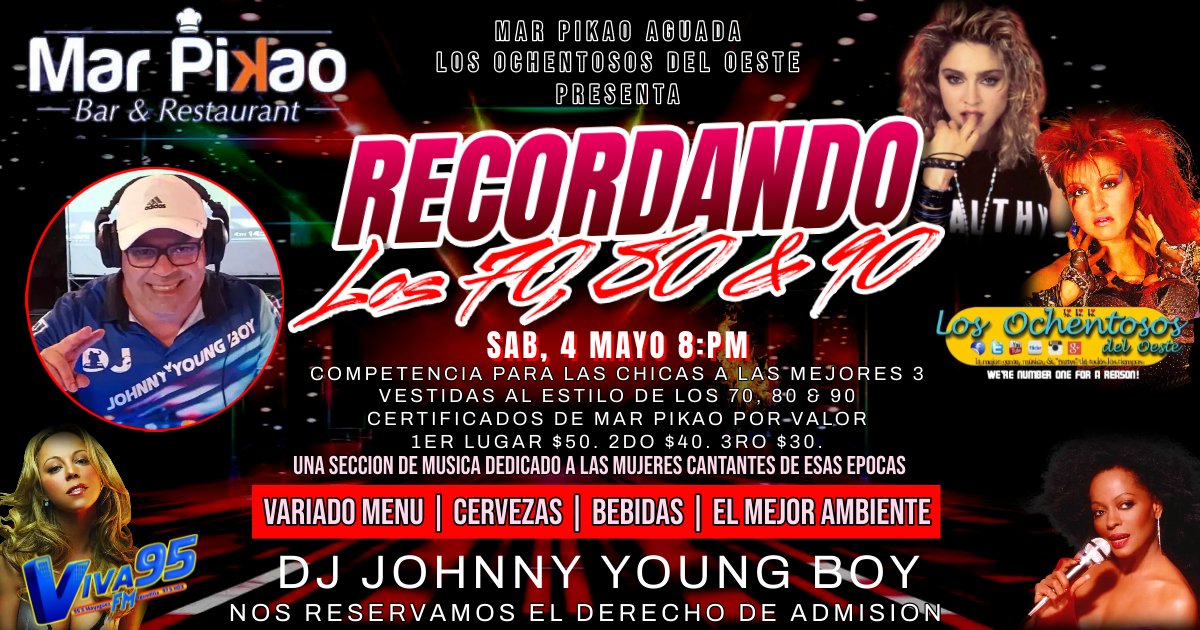 Recordando los 70, 80 & 90 y concurso solo para Damas @Mar Piꓘao Aguada