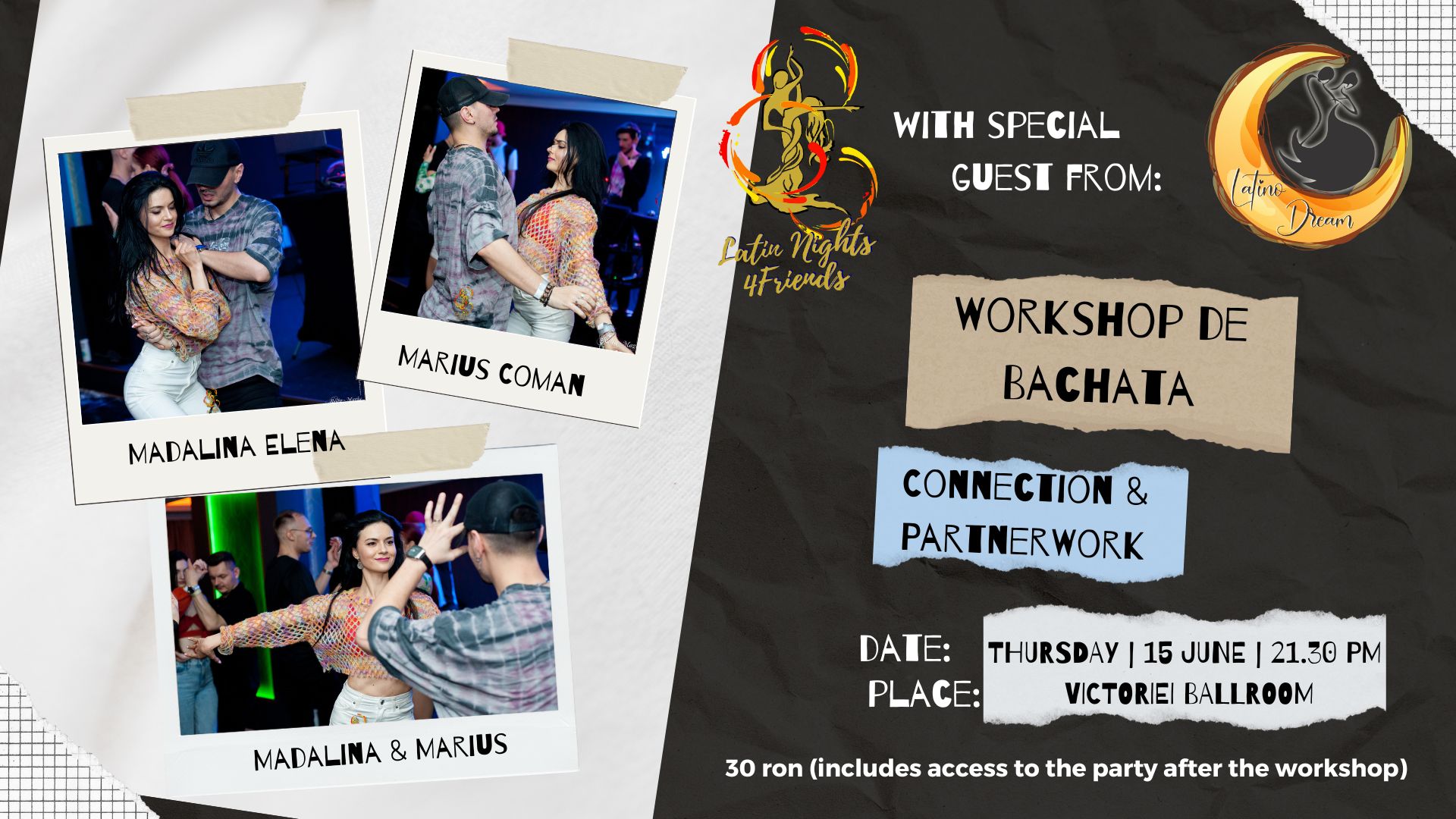 Bachata Workshop " Connection & Partnerwork" oferit de LATINO DREAM & Latin Nights 4friends