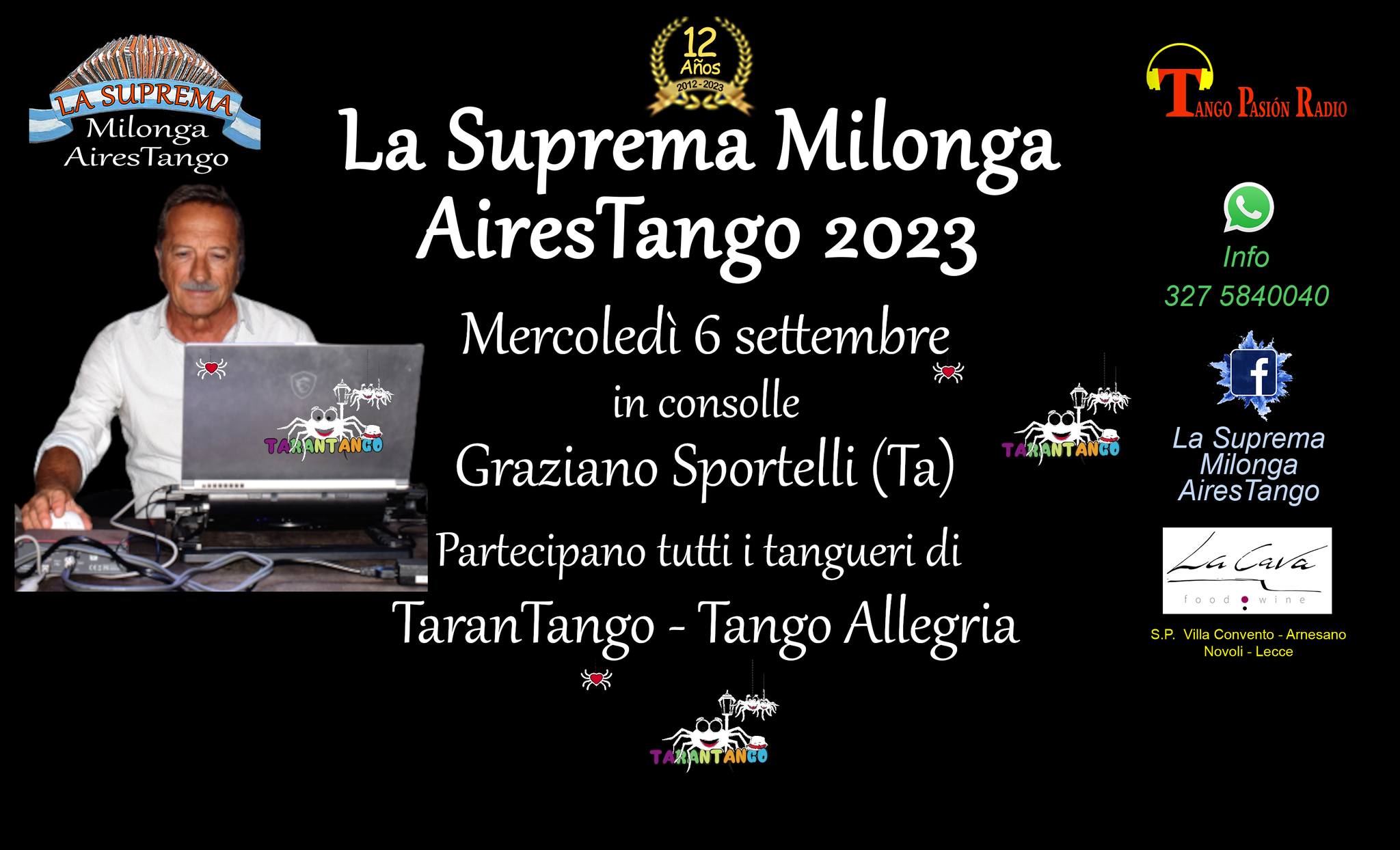 Graziano Sportelli TJ & TaranTango a La Suprema Milonga. AiresTango del 6 settembre 2023