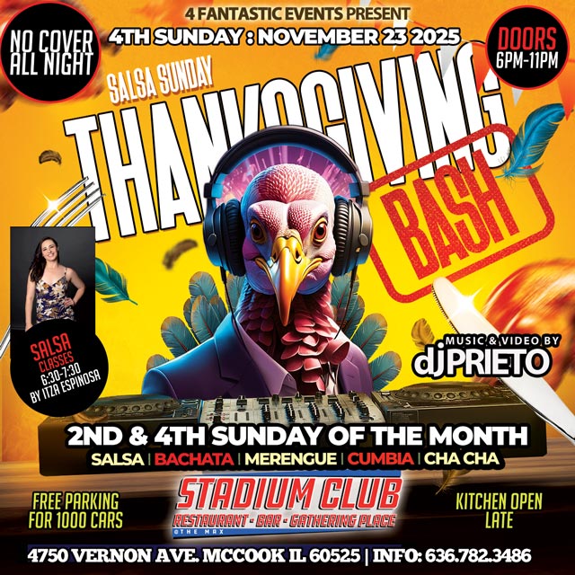 Thanksgiving Turkey Bash Salsa Sunday @ The Stadium Club