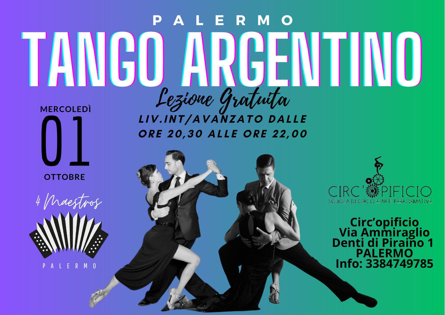 Tango Palermo: Lezione gratuita con i 4 Maestros