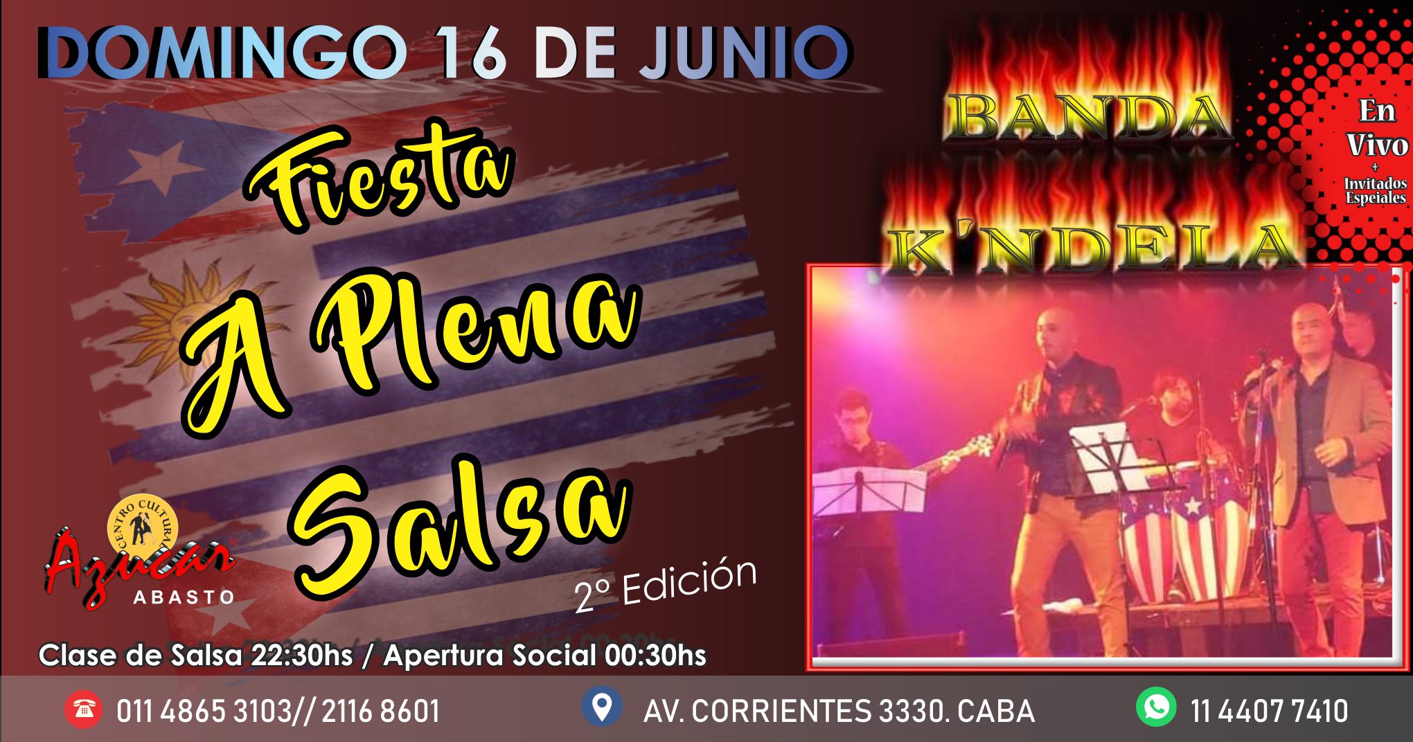 Fiesta A Plena Salsa 2° en Vivo Banda K'ndela Clases + Social