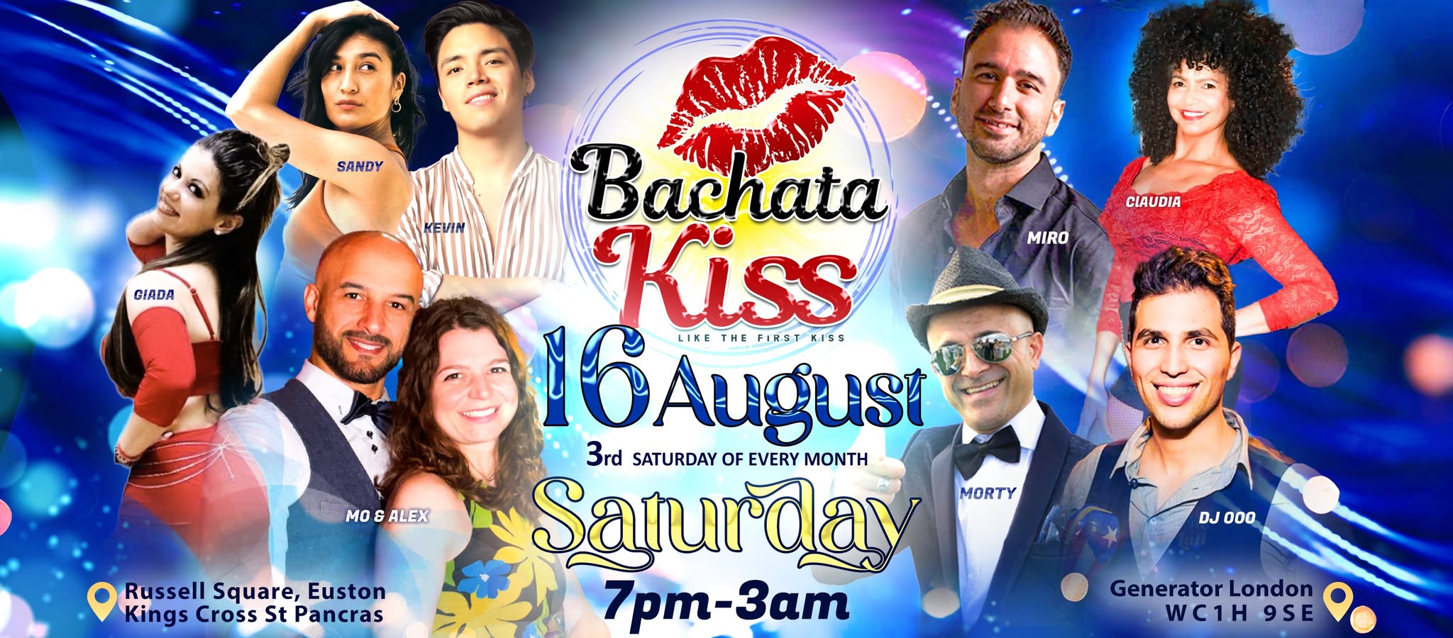 Bachata Kiss - August - Bachata classes and parties on the 3rd Saturday of every month in London